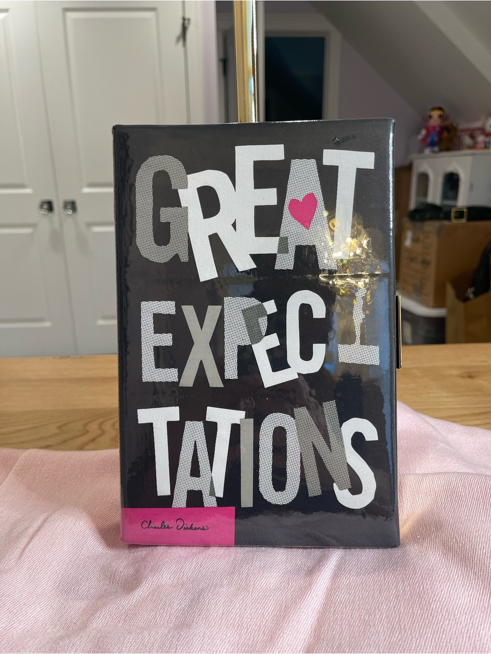 kate spade book clutch with Pink Heart Accent